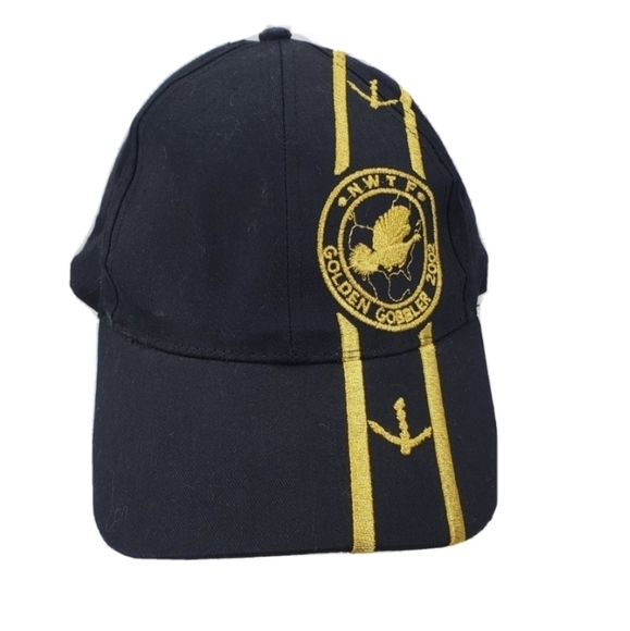 NWTF Turkey Golden Gobbler 2002 Black Gold Ball Cap Adjustable Strapback Hat VTG - Picture 1 of 11